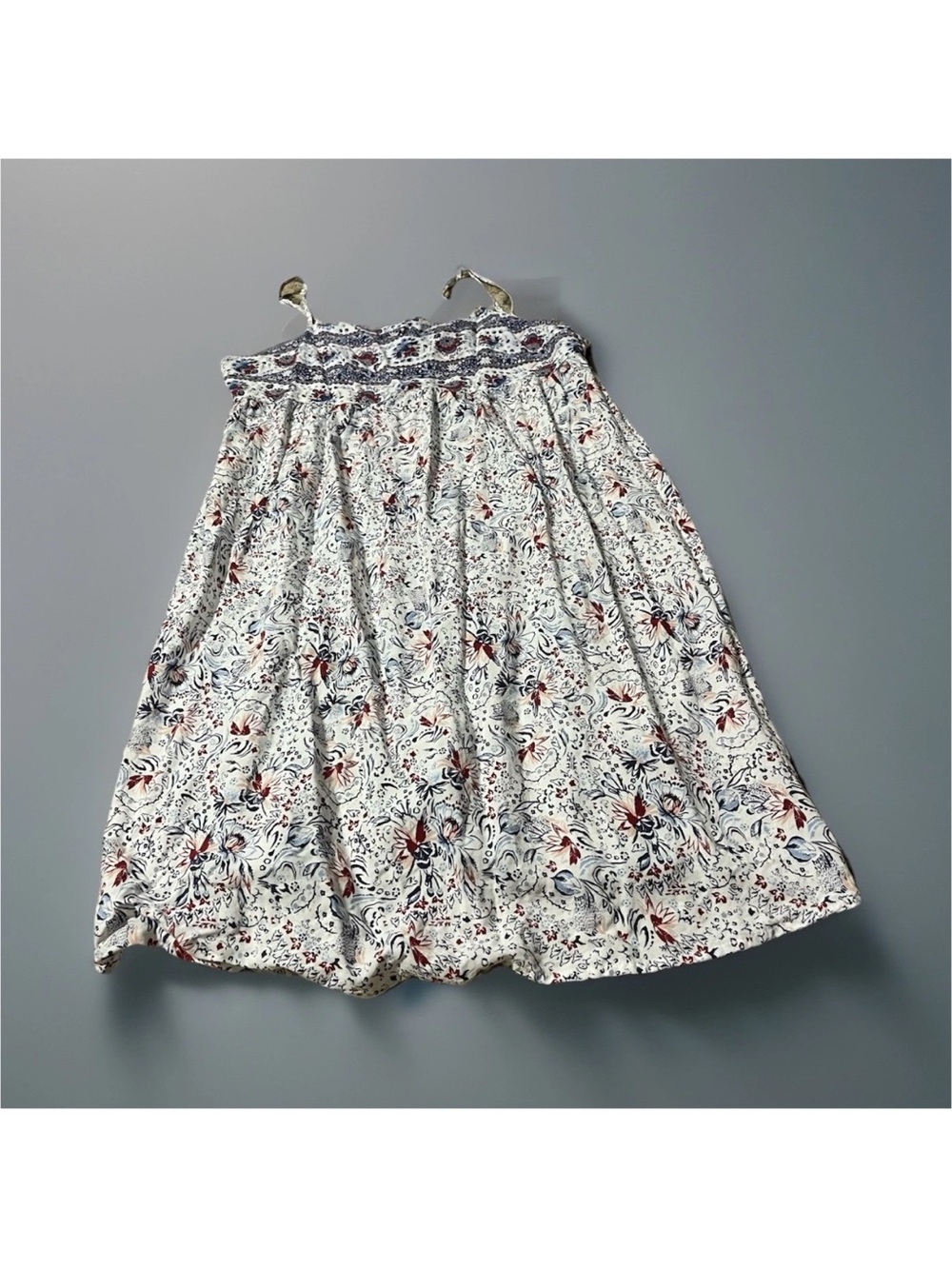 Wallflower White Midi Skirt with Blue and Rust Floral Print